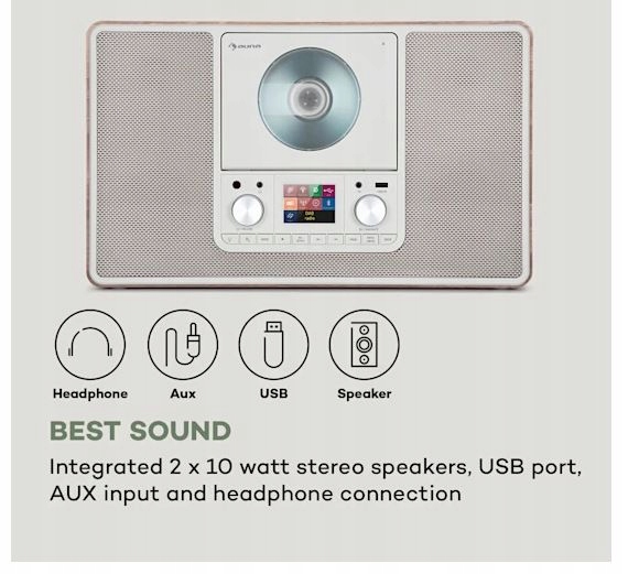 RADIO INTERNETOWE AUNA SCALA VCD-IR, WI-FI CD BT Zasilanie sieciowe