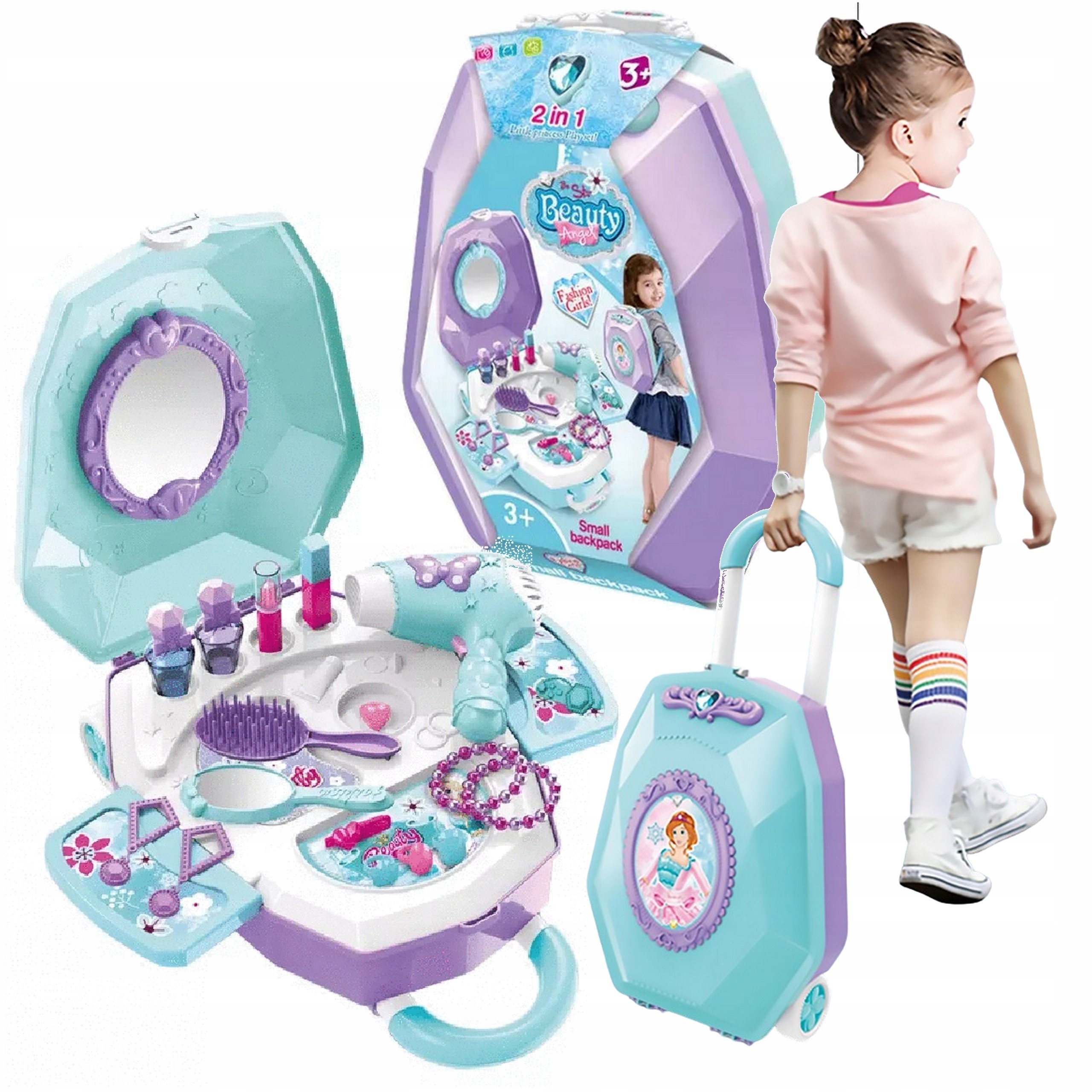 

Toaletka na kółkach kosmetyki biżuteria suszarka l