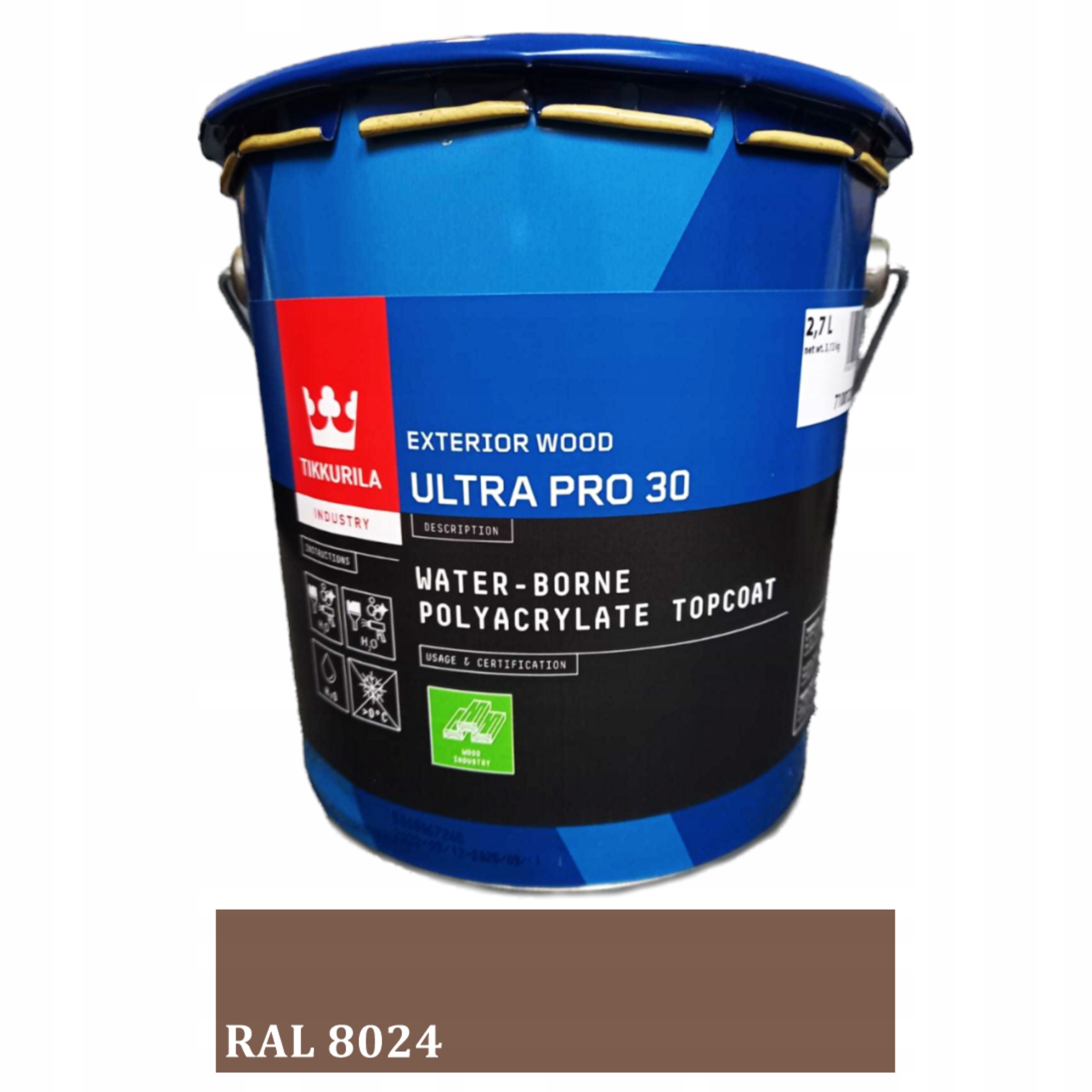 Farba kryjąca do płotu drewnianego Tikkurila Ultra Pro 30 2,7L RAL8024 brąz