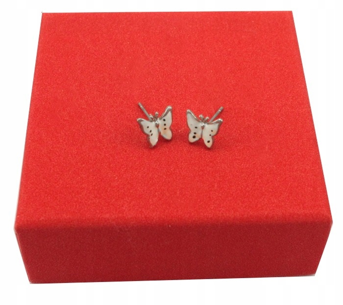 

Kolczyki Biało Srebrne Motylki