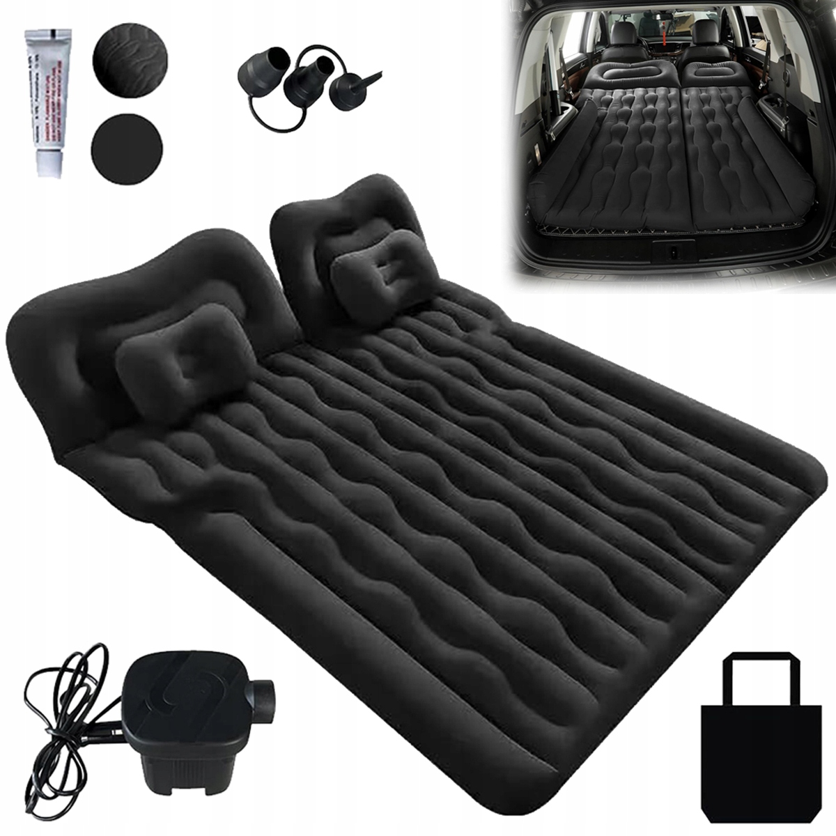 Materac Samochodowy XXL 174 x126x14 cm do Suv Łóżko Do Auta Pompka