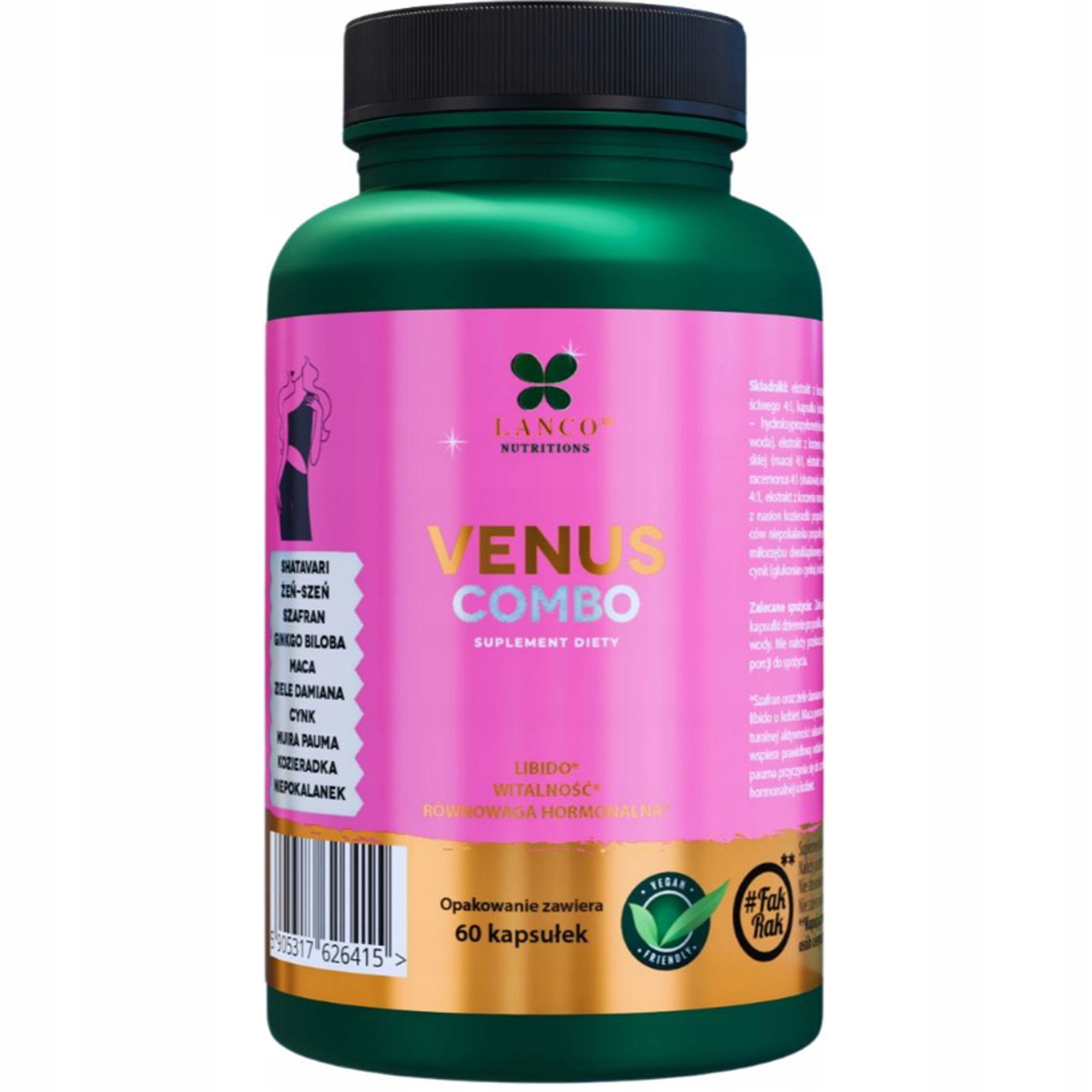 Lanco VENUS COMBO 60kaps wsparcie: KOBIECE LIBIDO PMS RÓWNOWAGA HORMONALNA