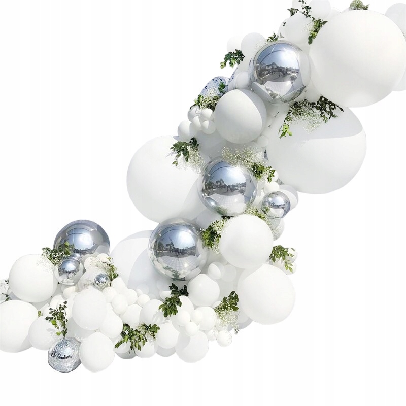 

Girlanda Balonowa Balony Białe Srebrne 103szt