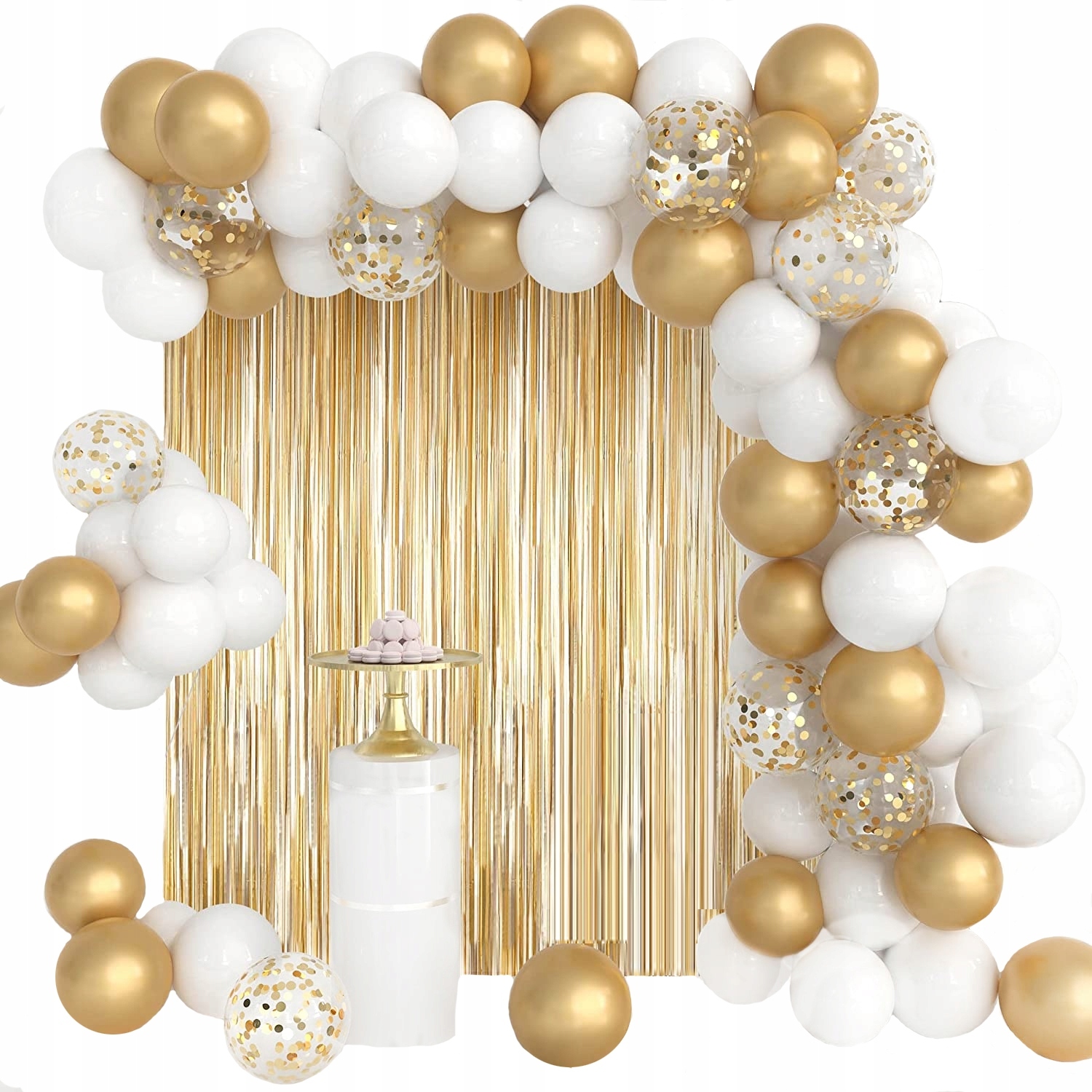 GIRLANDA BALONOWA BALONY Złoty CHROM ZŁOTE BIAŁE CHRZEST 102EL