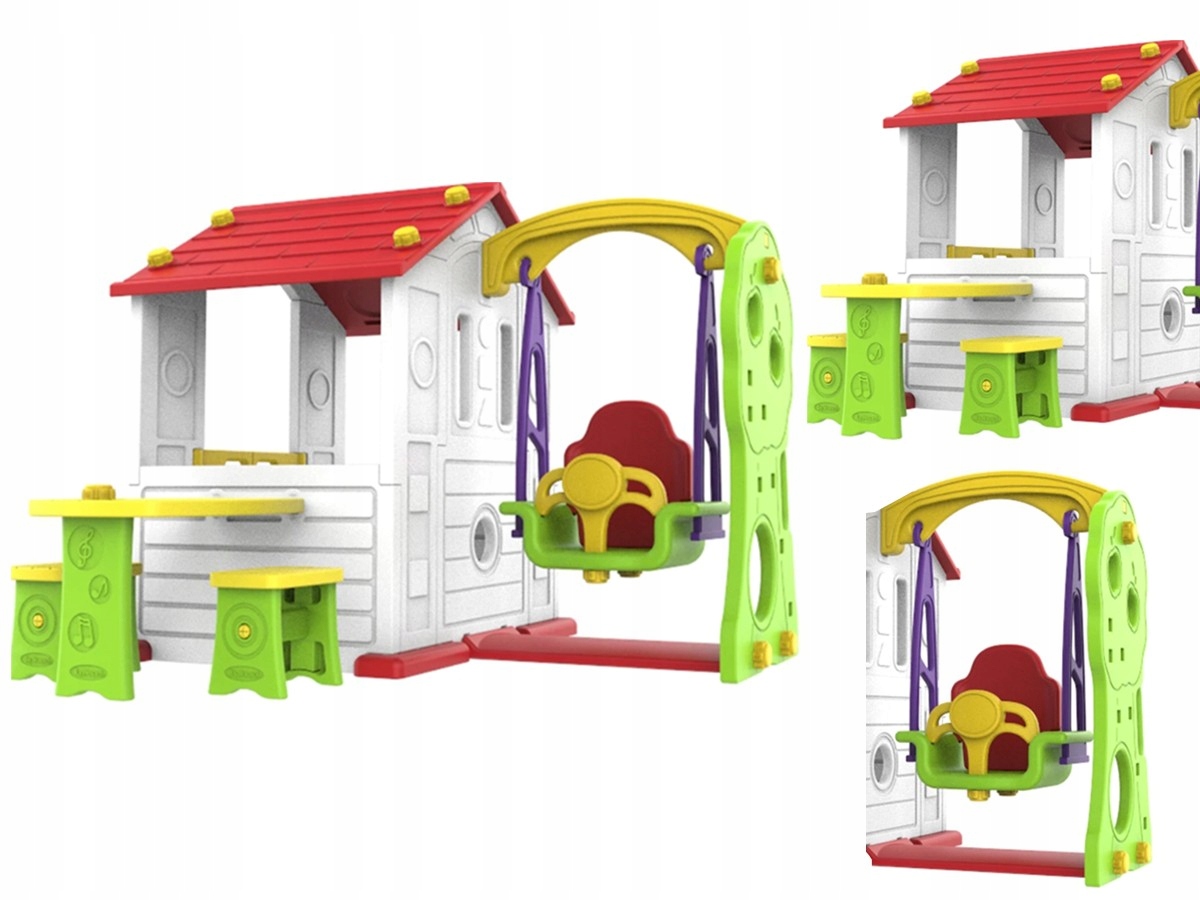 DOMEK OGRODOWY DLA DZIECI plastikowy + huśtawka ogrodowa dlla dzieci