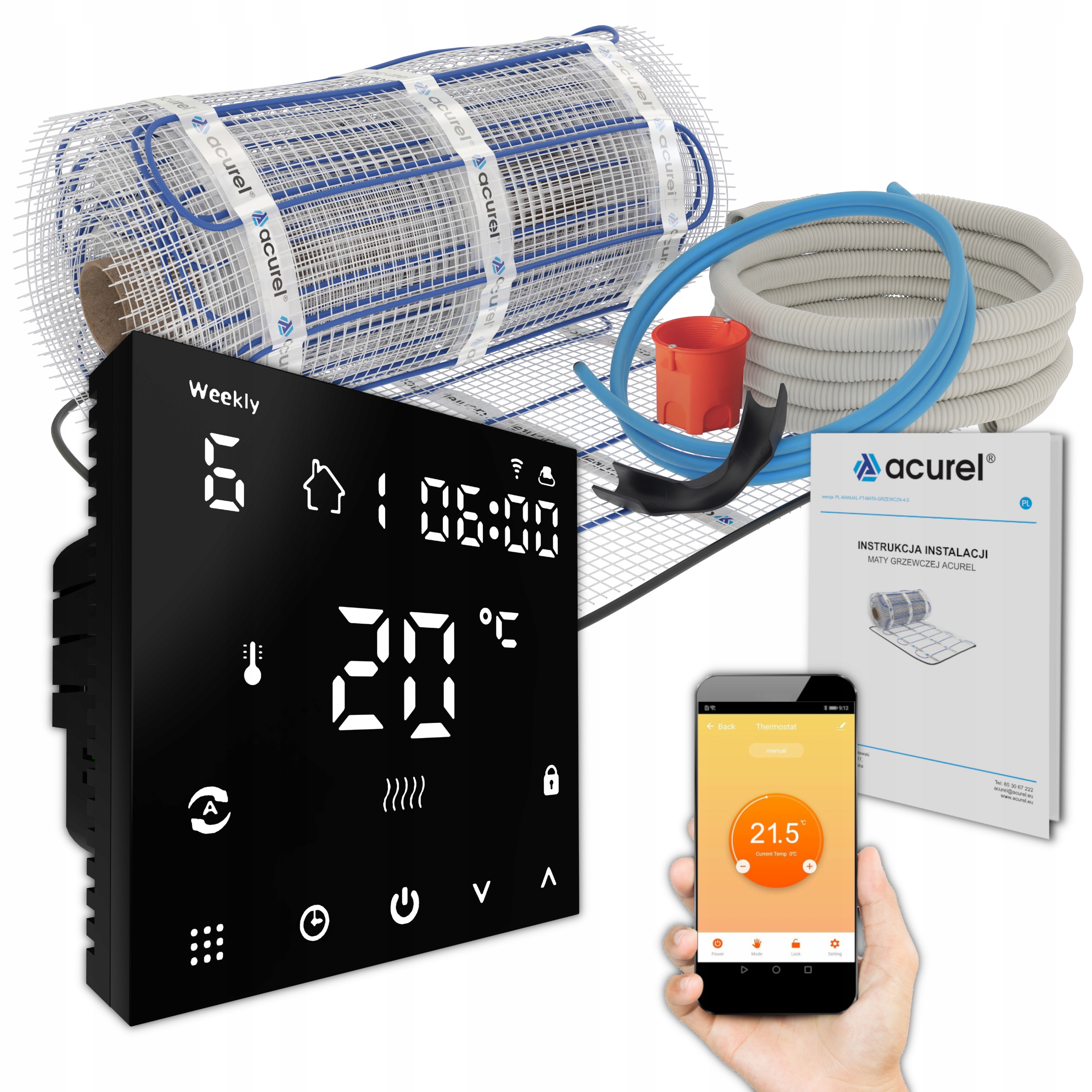 

Mata grzewcza 160W/m2 Termostat WiFi Zestaw 1m2