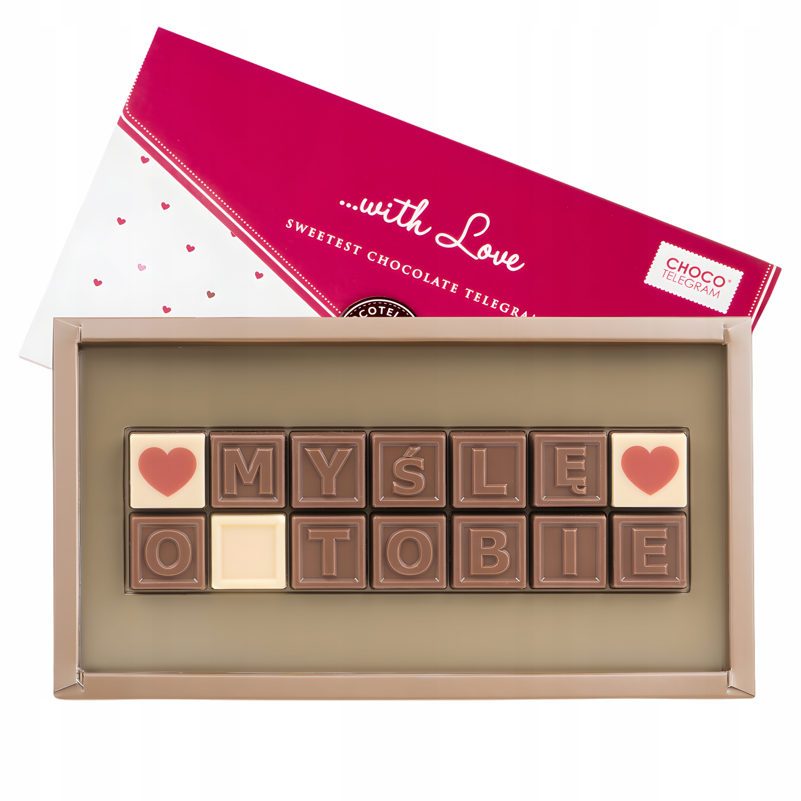Levně Čokoládový telegram Dárek pro dívku čokoládky Myslím na tebe