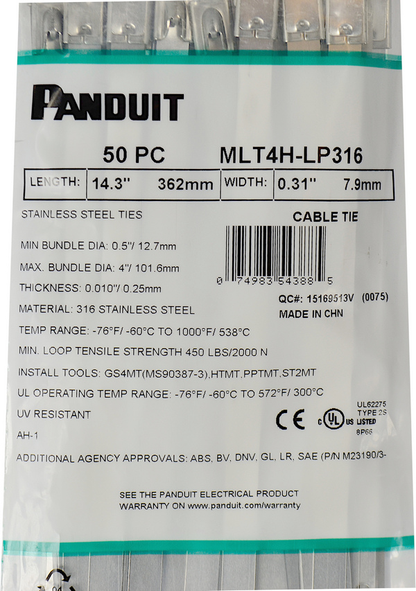 PANDUIT Opaski stalowe 316 362x7 9 MLT4H LP316 Width 7 9 mm