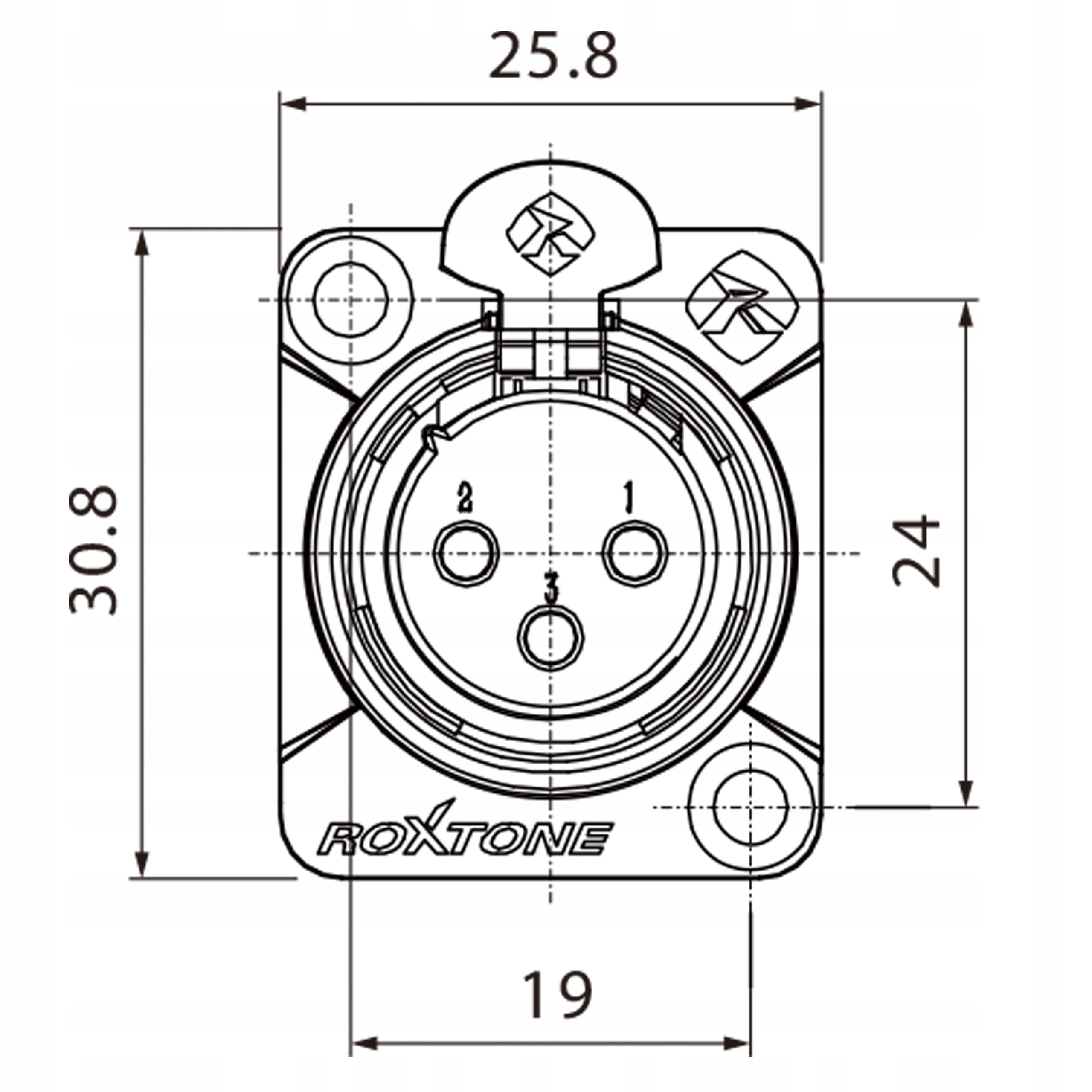 GNIAZDO XLR 3 PIN ZŁĄCZE ŻEŃSKIE ROXTONE RX3FD-NT MONTAŻOWE PANELOWE MONTAŻ Model RX3FD-NT