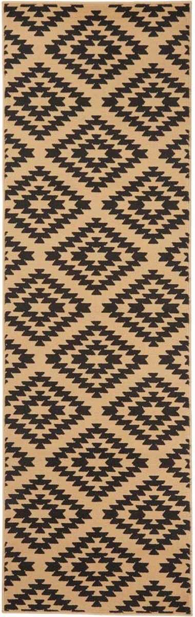 Behúň 80x400 cm do chodby a predsiene, moderný, béžovo-čierny