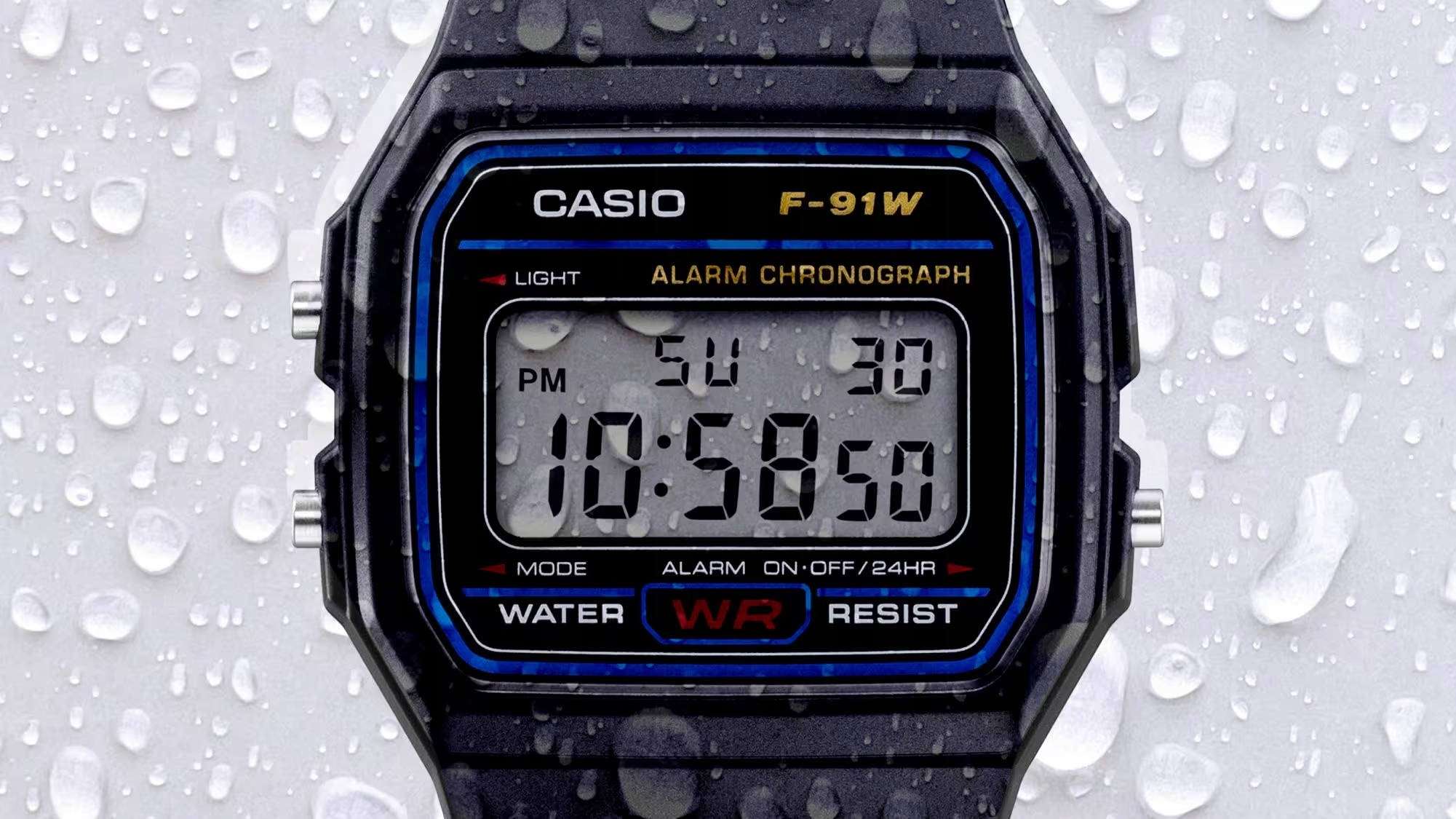 CASIO VINTAGE DIGITAL 33mm F-91W-1YEG+ Grawer Gratis Kod producenta F-91W-1YER
