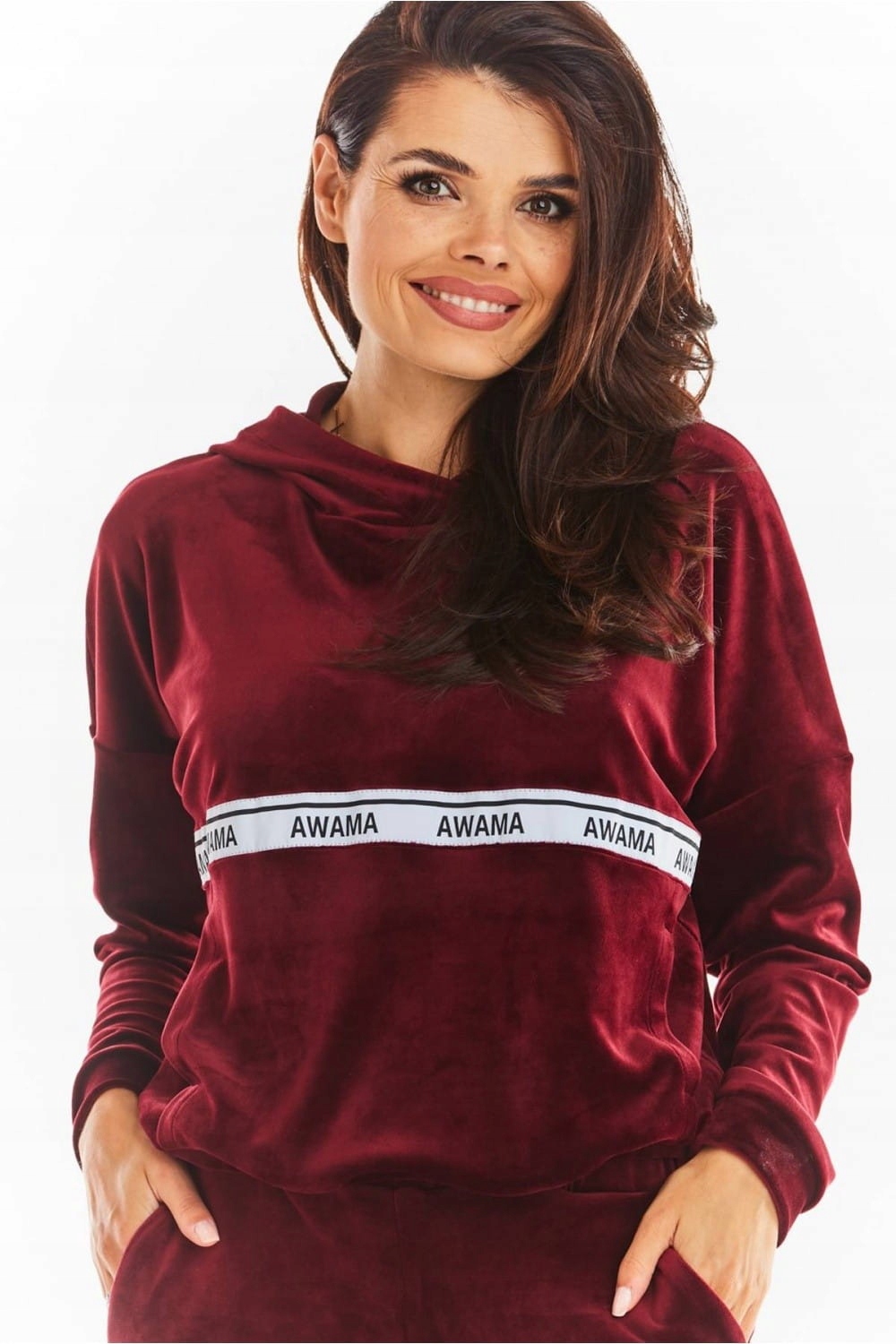 

Bluza Damska Model A371 Bordo Welur Awama - L