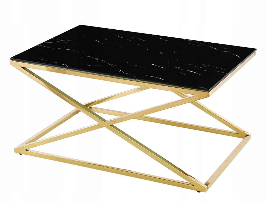 ZŁOTY STOLIK KAWOWY ŁAWA SREBRNA SZKŁO CHROM