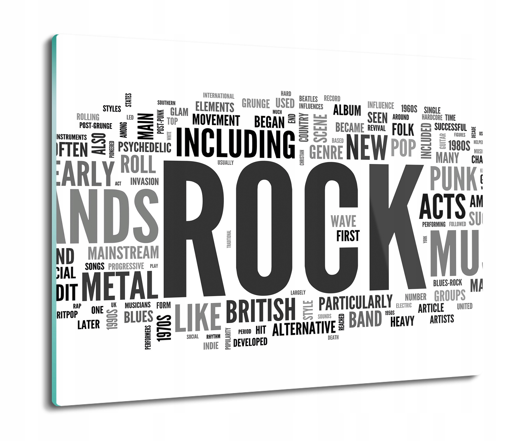 Rocková hudba slova 60x52 skleněná kuchyňská deska