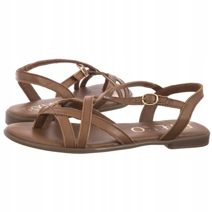 Kožené dámské sandály na léto Ryłko Hnědé BCG19_V1 _GD9