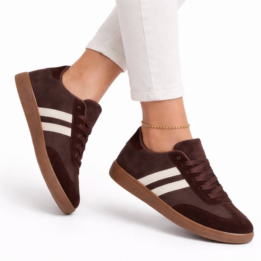 Sneakersy damskie brązowe czekoladowe buty sportowe Zaniżona Rozmiarówka 39