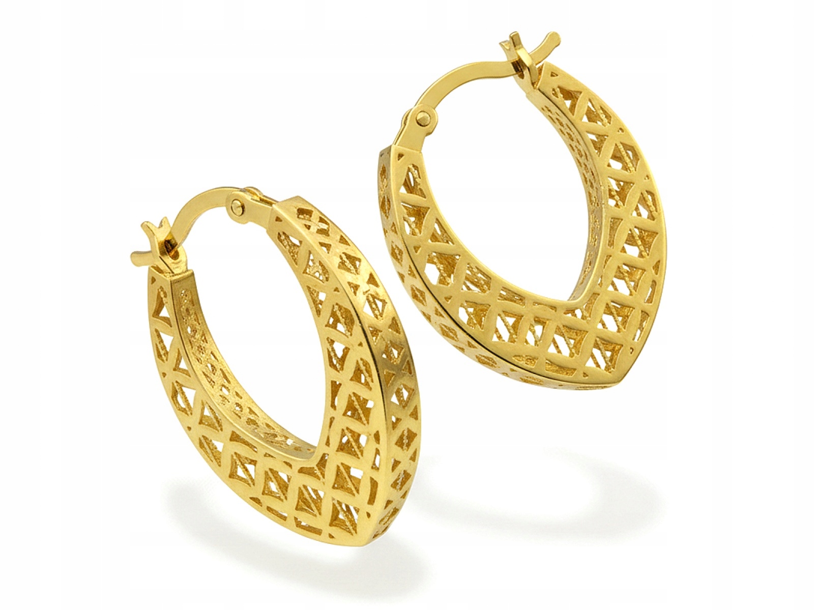 Pozlacené stříbrné náušnice pro ženu 925 Ažurová Kola oválná elegantní