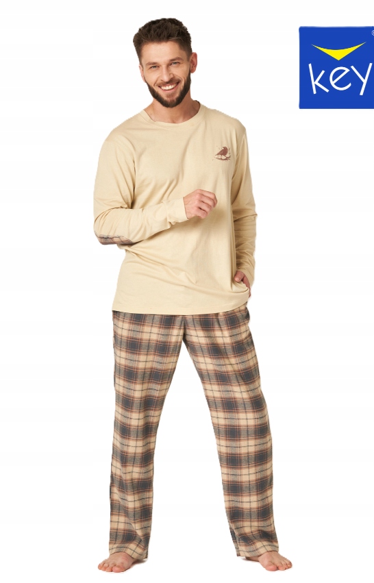 Pánské Pyžamo Key Mns 403 B24 XL Béžovo- Bavlna Bavlna 100%
