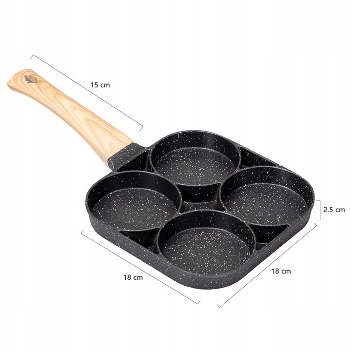 Patelnia do jajek i placków 18 cm marmurowa Kształt prostokąt