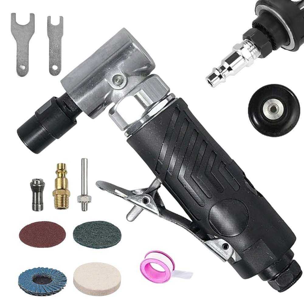 Pneumatická bruska 90° s příslušenstvím pro broušení a leštění