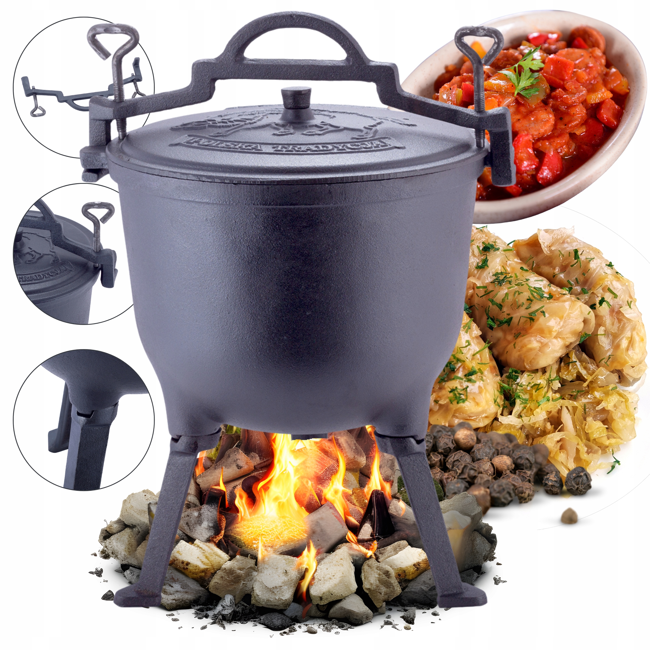 Kociołek Liatinový Hrniec Na Ohnisko Pevný