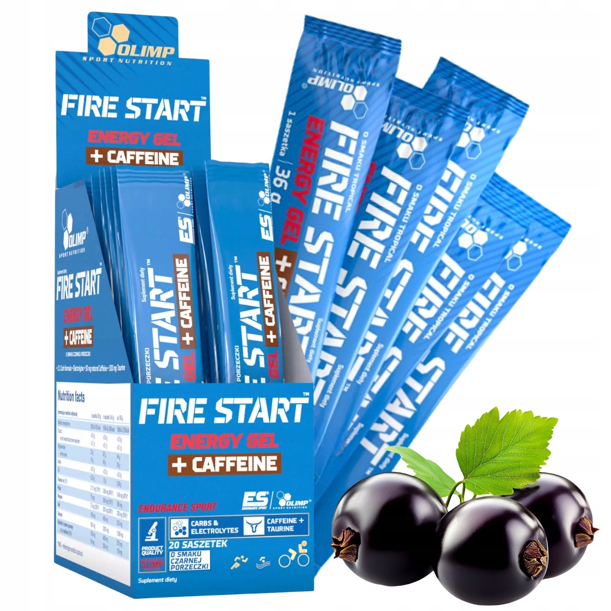 Olimp Fire Start Energy Gel Caffeine 20x36 g/720 g Gely s kofeinem Rybíz