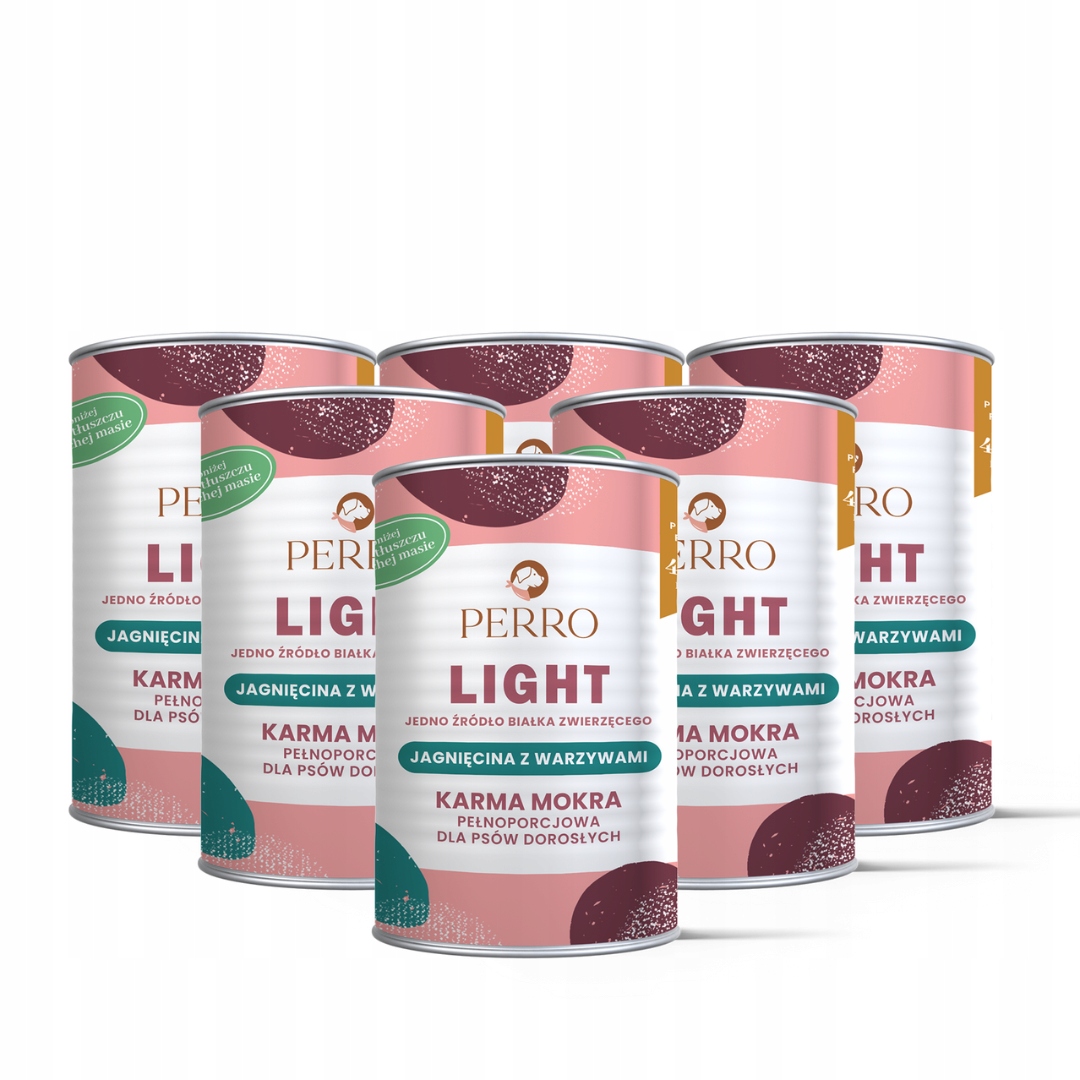 Levně Perro Light Monoproteinové Krmivo Vlhké jehněčí se zeleninou pro psa 6x400 g