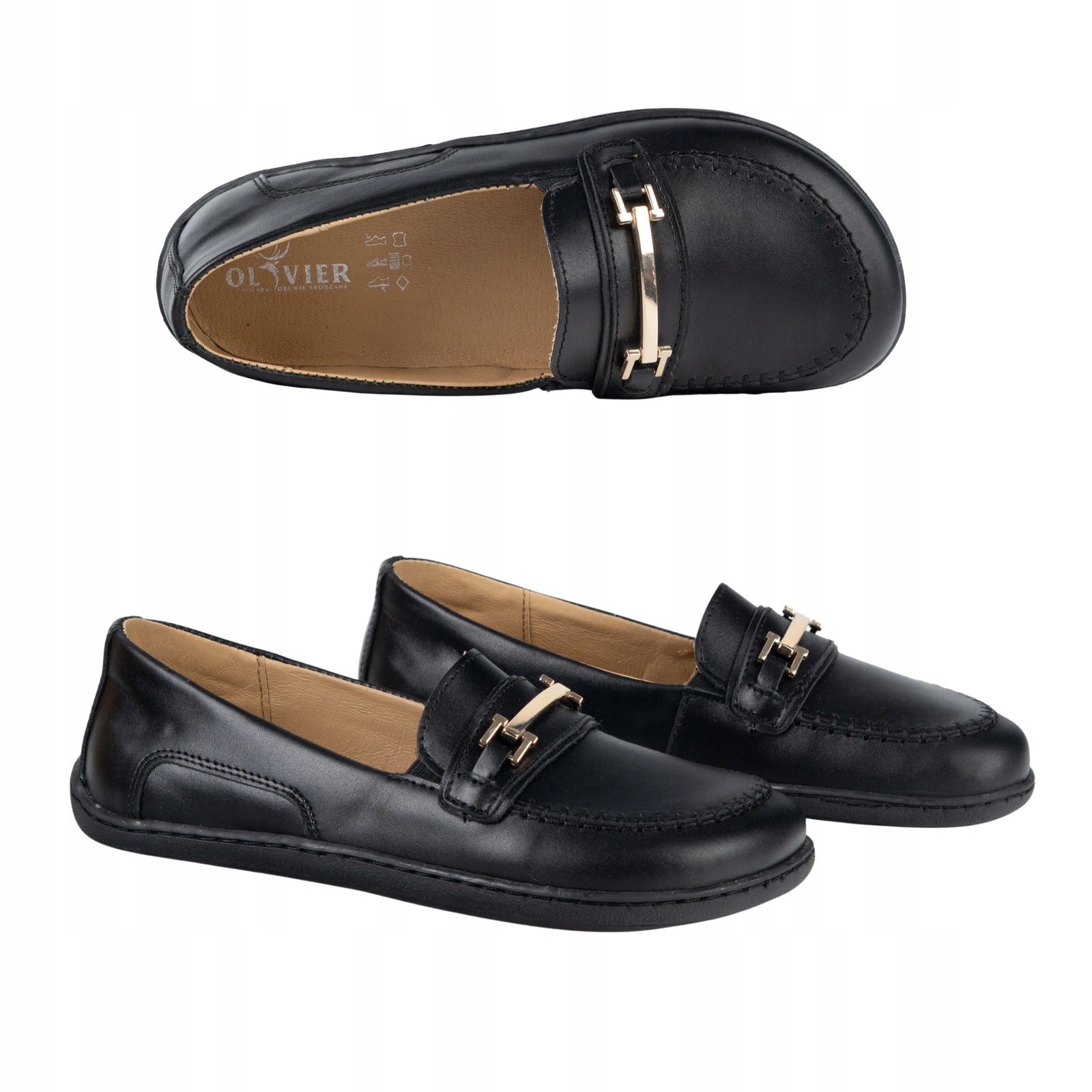 Dámské barefootové mokasíny z přírodní kůže Olivier Jiřina černé 41