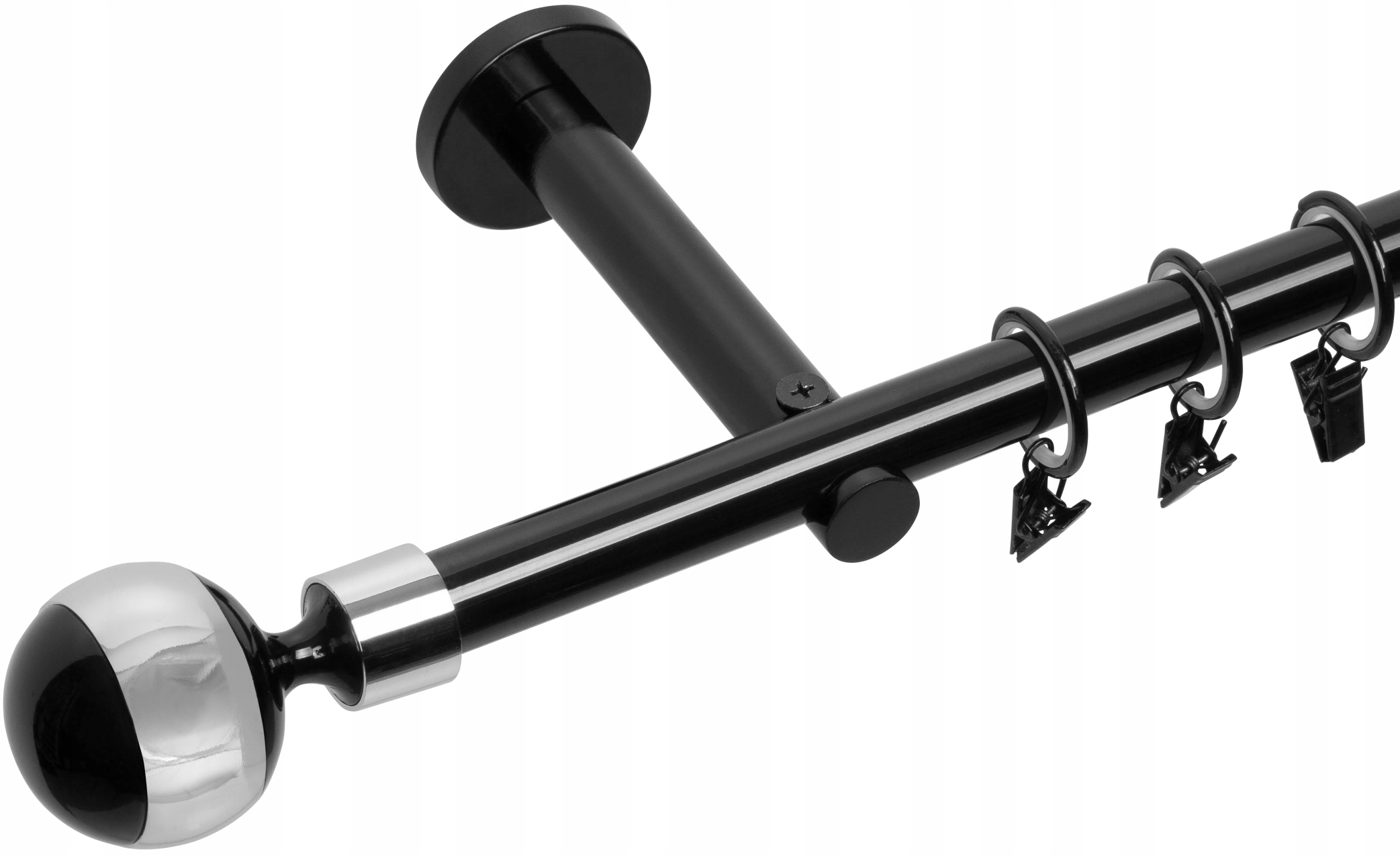 

Karnisz Pojedynczy Czarny Biały Połysk 19mm/260 cm