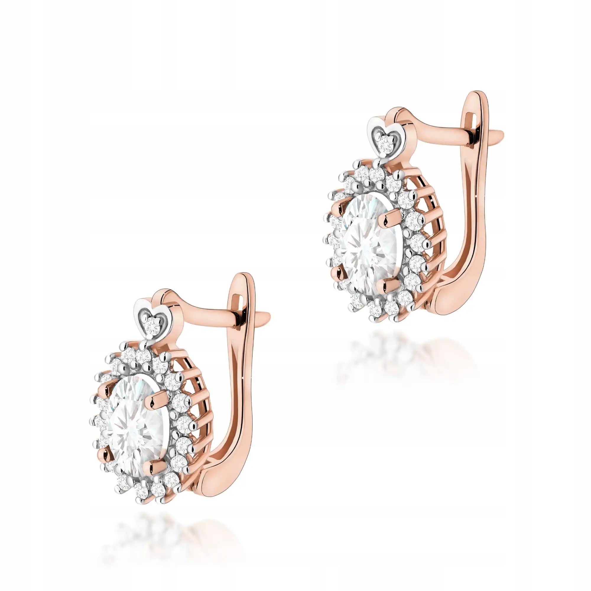 Dámské náušnice ze zlata 585 s diamantem, růžové zlato jako dárek pro maminku