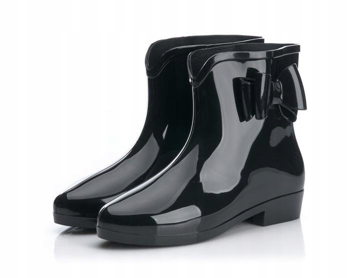 5863 KRÓTKIE CZARNE KALOSZE GUMOWE KOKARDA 40 Oryginalne opakowanie producenta folia