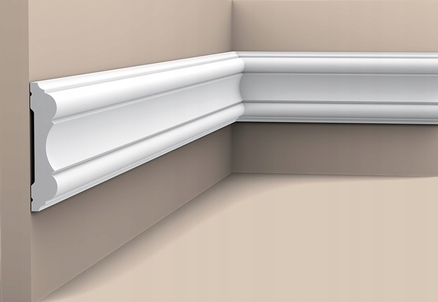 Nástěnná lišta Orac Decor tvrdá bílá 10 cm dekorativní štukatura