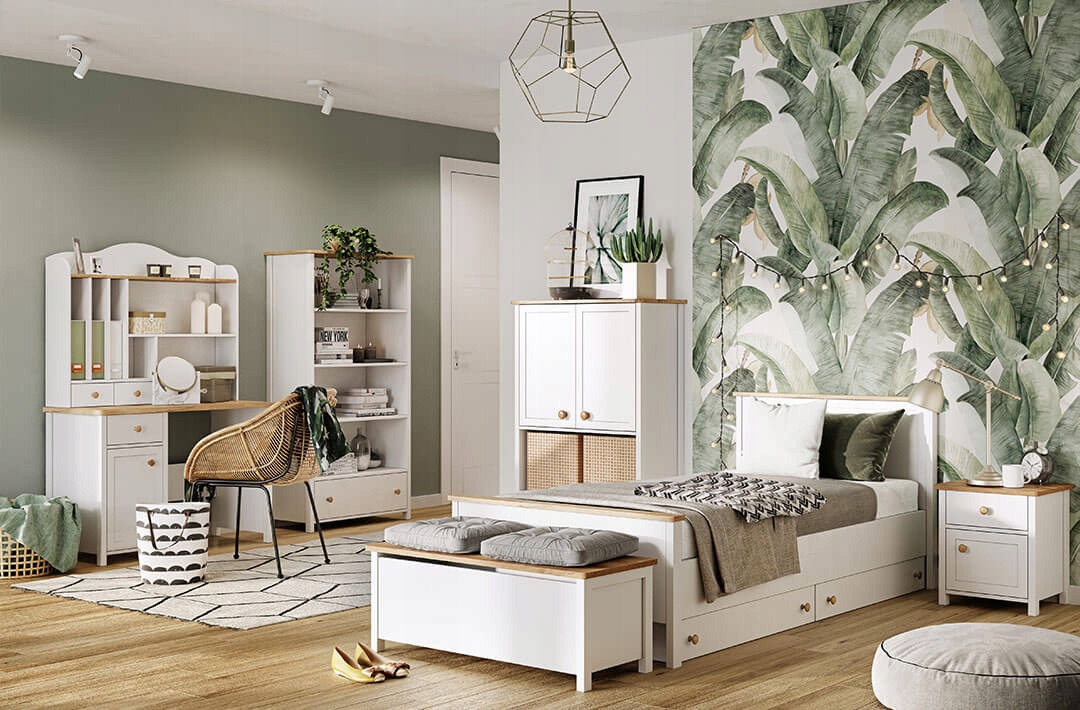 STORY SO-10 - Skrzynia Biała/Dąb Nash Wysokość mebla 39 cm