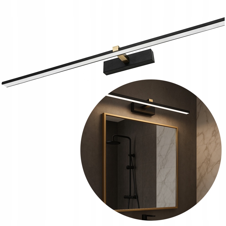 Stěnové Svítidlo Do Koupelny Led Lampa Nad Zrcadlo Obraz 18W Černo-zlatý Kov IP44