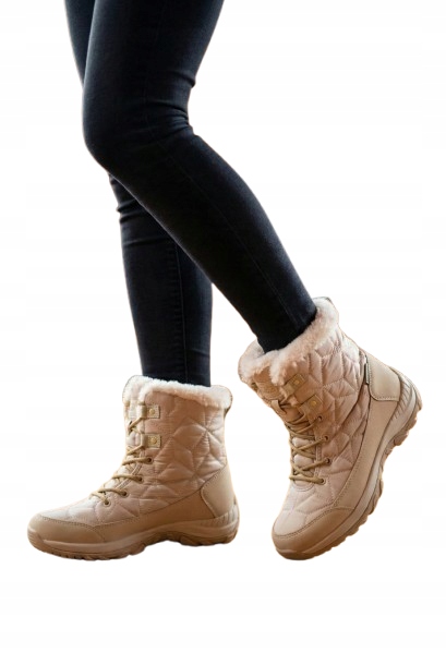 Lumberjack Béžové Sněhule S Prošívaným Svrškem A Kožešinou, Velikost 38