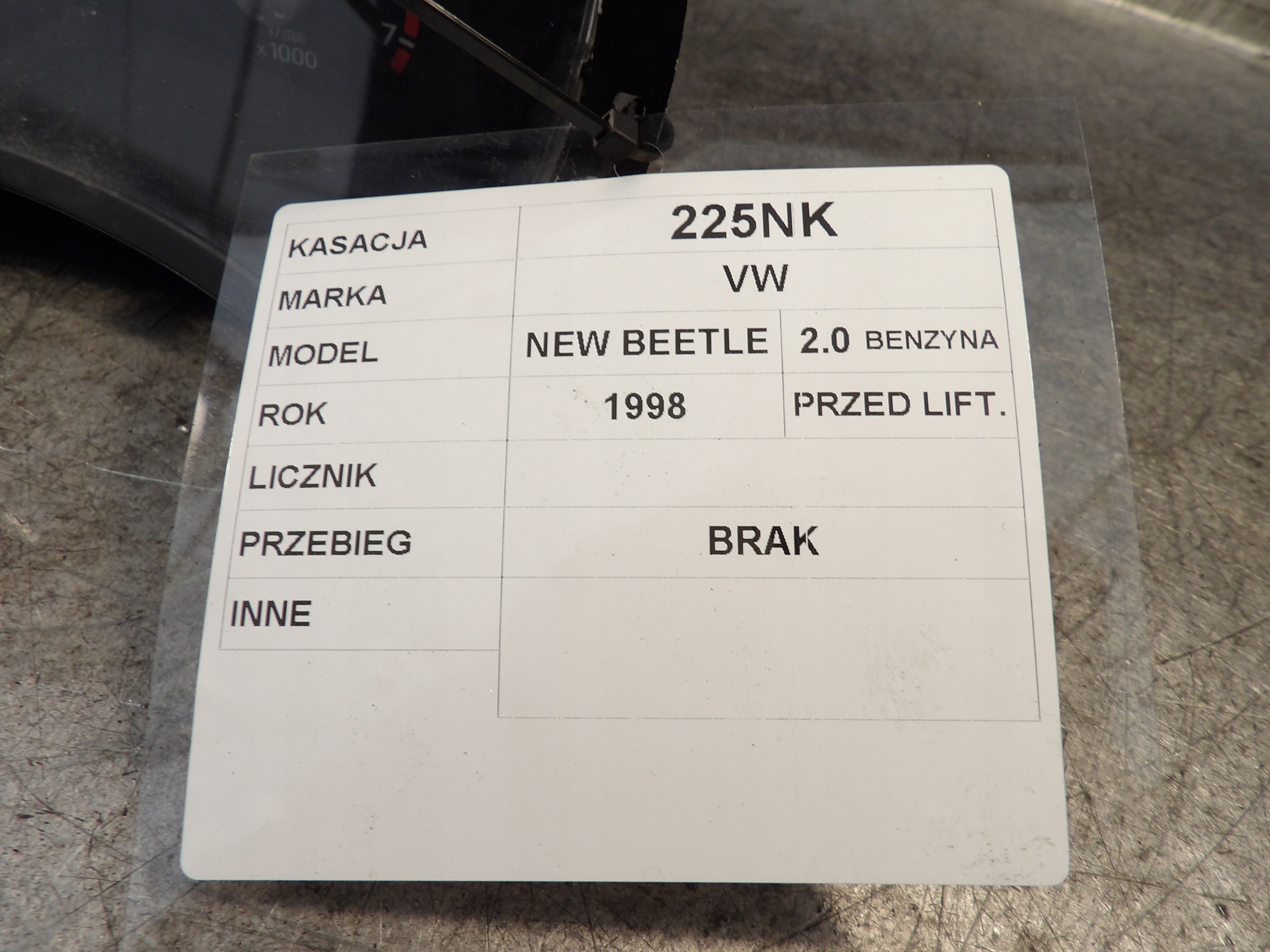 VW New Beetle and dials 1CO919950D 47032 47025