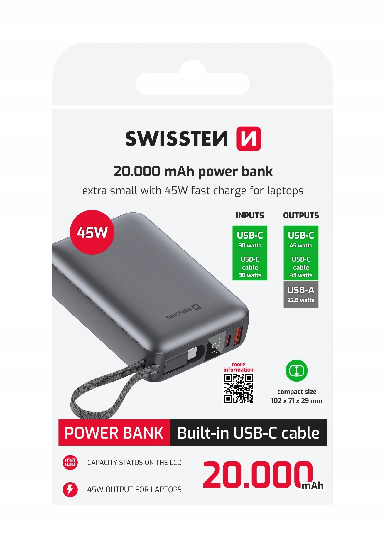 Swissten Power Bank Space 20000 mAh 45W