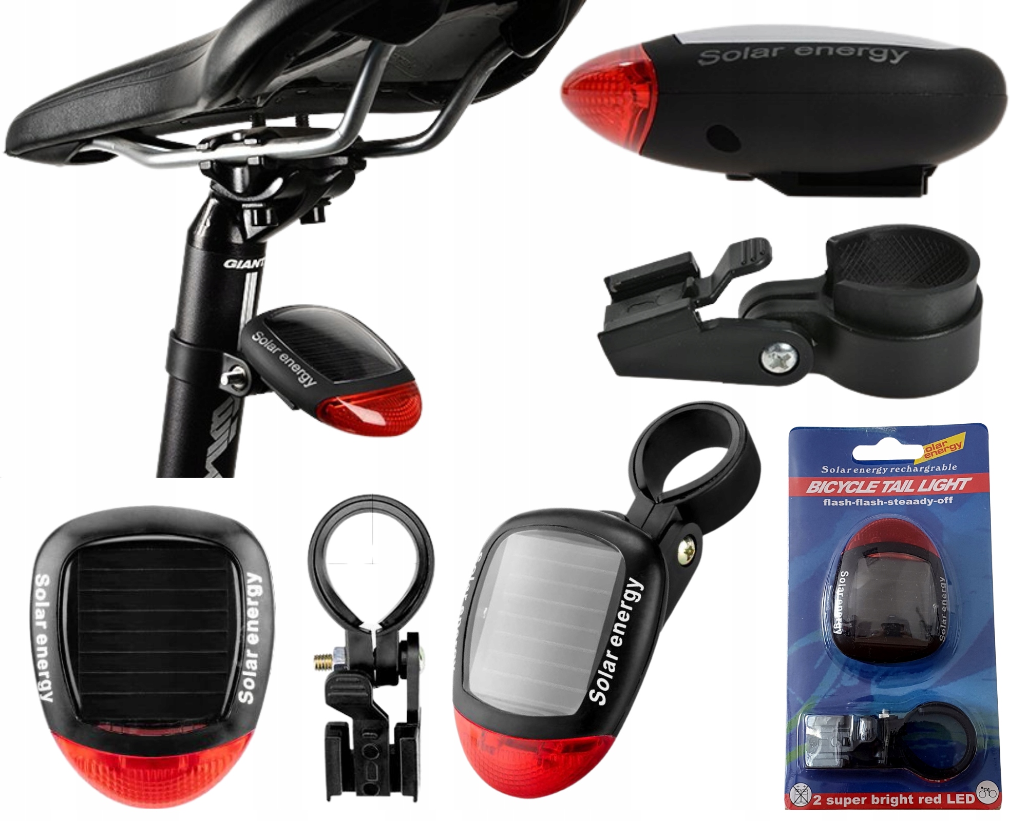 

Lampka rowerowa tył Eko Solar 2 x Led Rockbros
