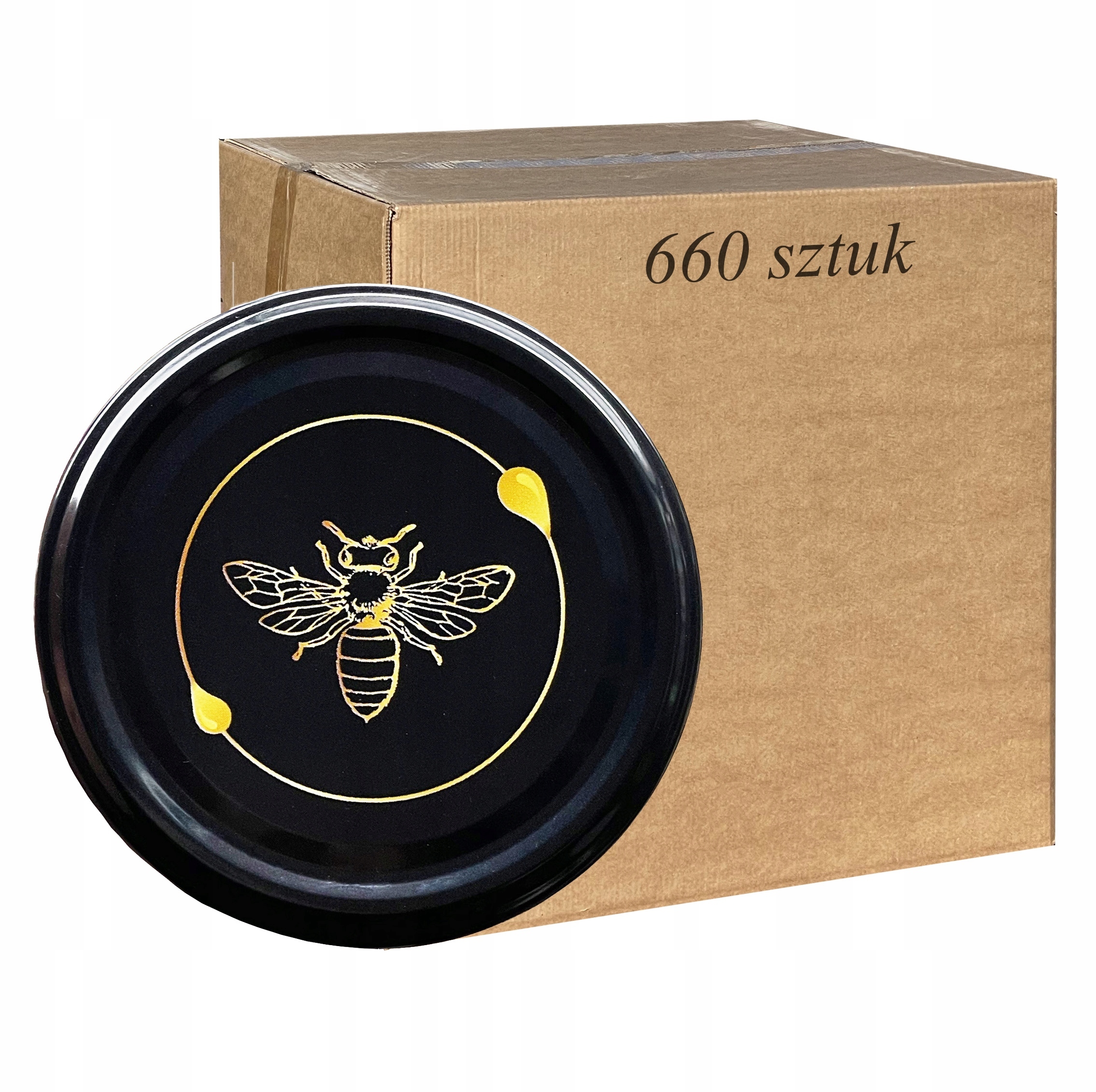 Uzávery Uzáver Večka na med pohár s medom Čierna fi82 mm 660 ks