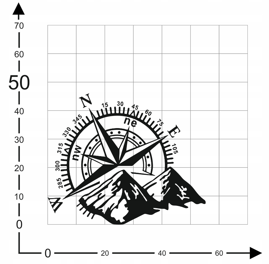 NAKLEJKA Grafika na samochód terenowy TYLNE KOŁO RÓŻA WIATRÓW GÓRY 55x46 Producent MGDesign