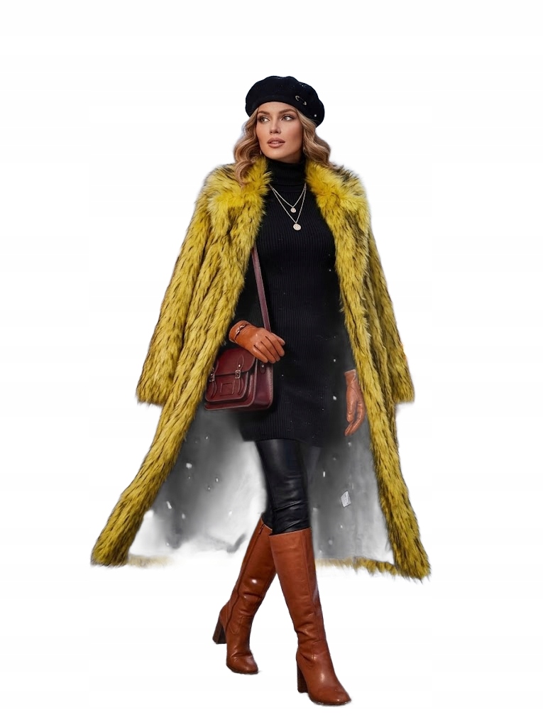 Navy Žluté Dlouhé Umělé Kožešina S Černým Vzorem S/m Opa