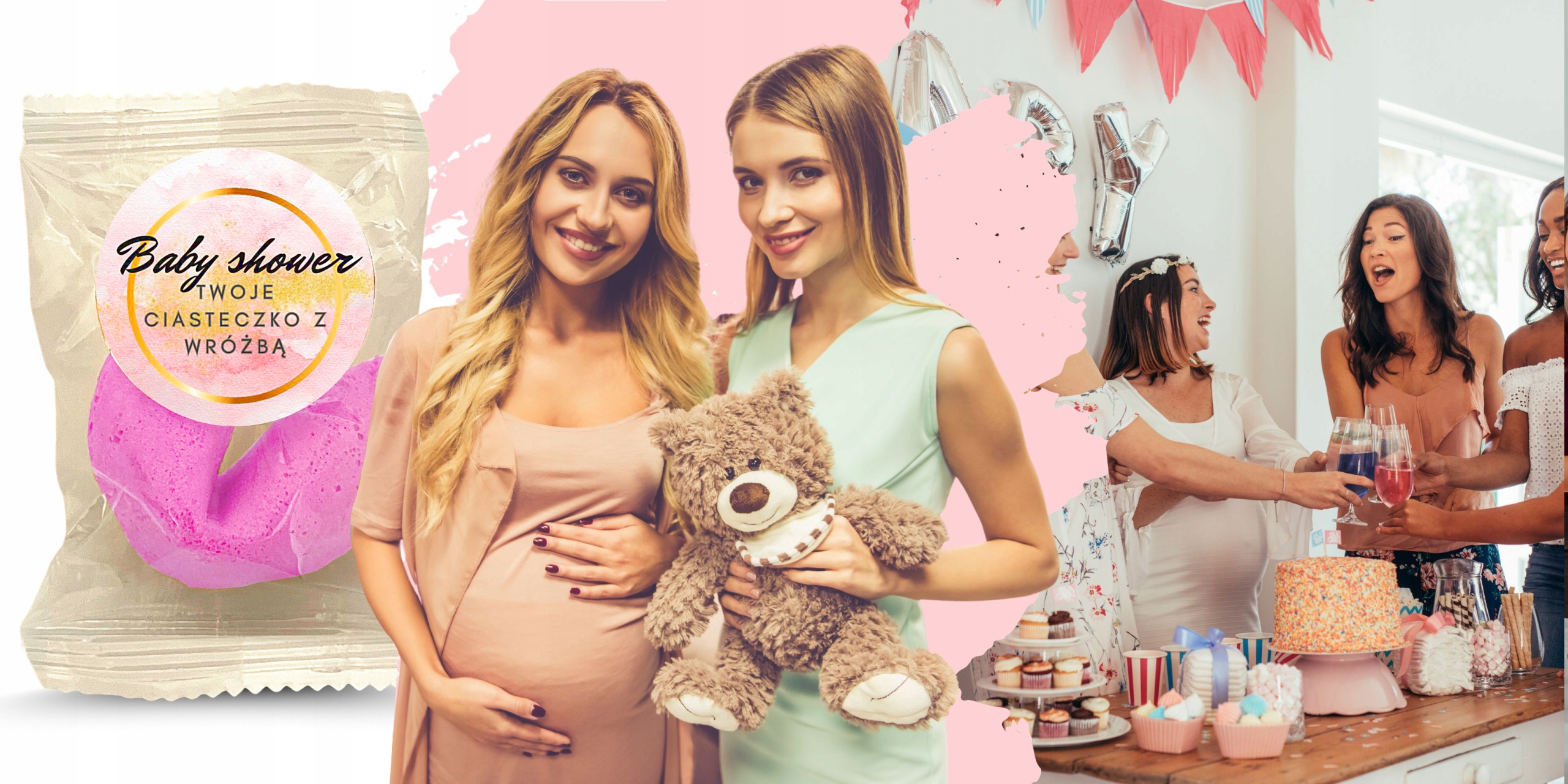 CIASTECZKO Z WRÓŻBĄ RÓŻOWE BABY SHOWER 1szt PINK dla gości DZIEWCZYNKA Okazje baby shower