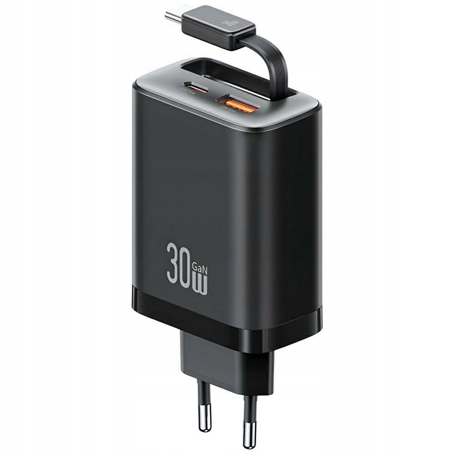 Ładowarka Usams Xiang CC296 30W Usb-c+usb-a kabel Usb-c czarny