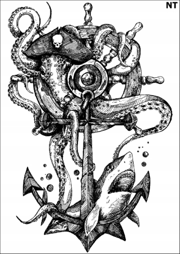 

PK16NT Tatuaż zmywalny Kotwica ośmiornica morski