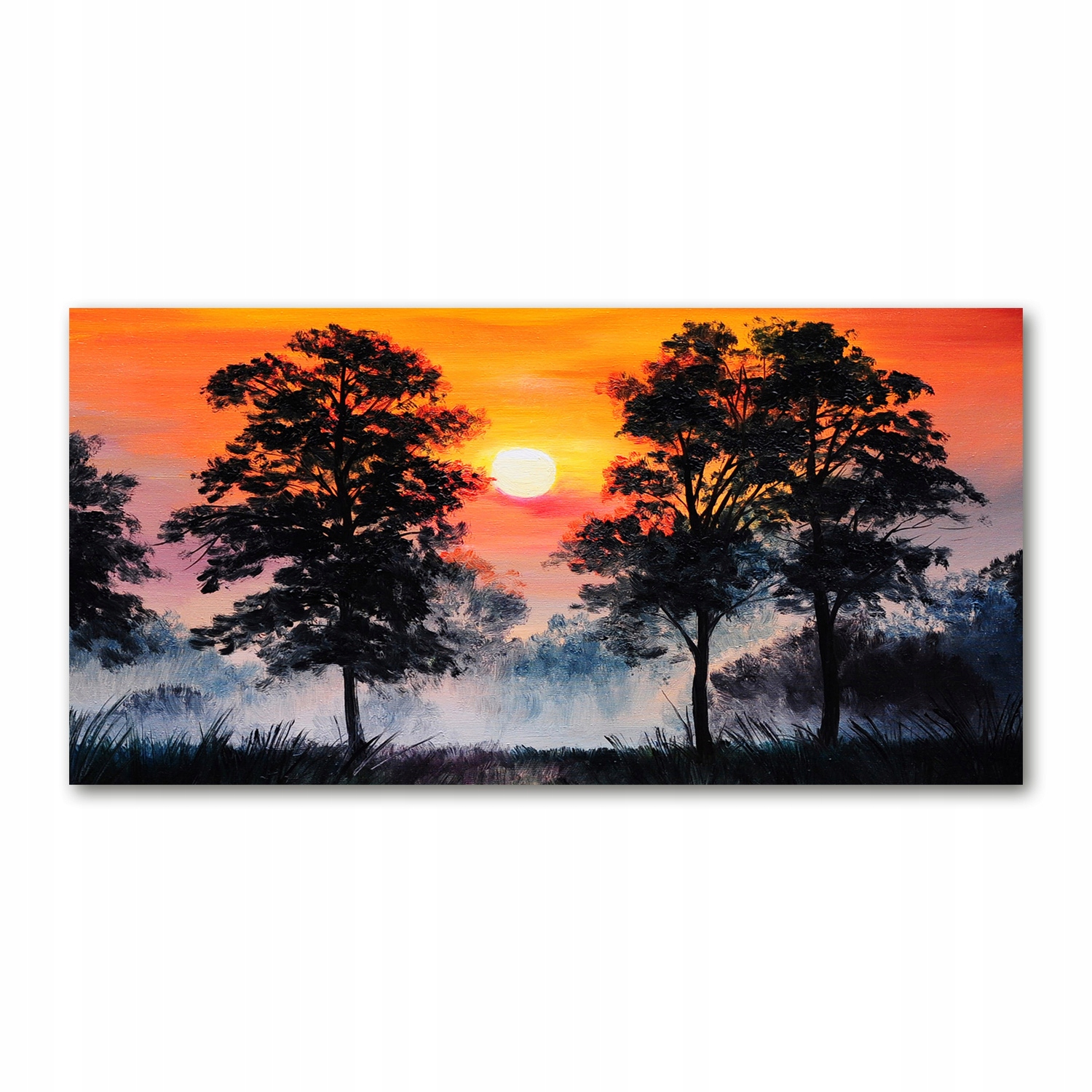 

Foto obraz szkło akryl Zachód słońca las 120X60 cm