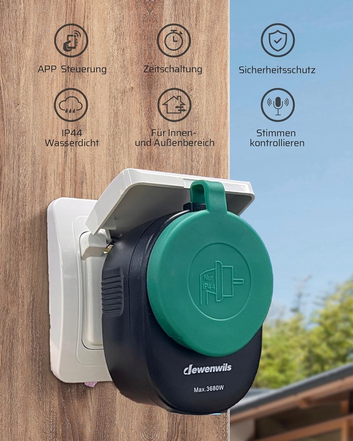 Gniazdko zewnętrzne DEWENWILS DHOWT01A Wi-Fi Alexa Google Home IFTTT Marka inny