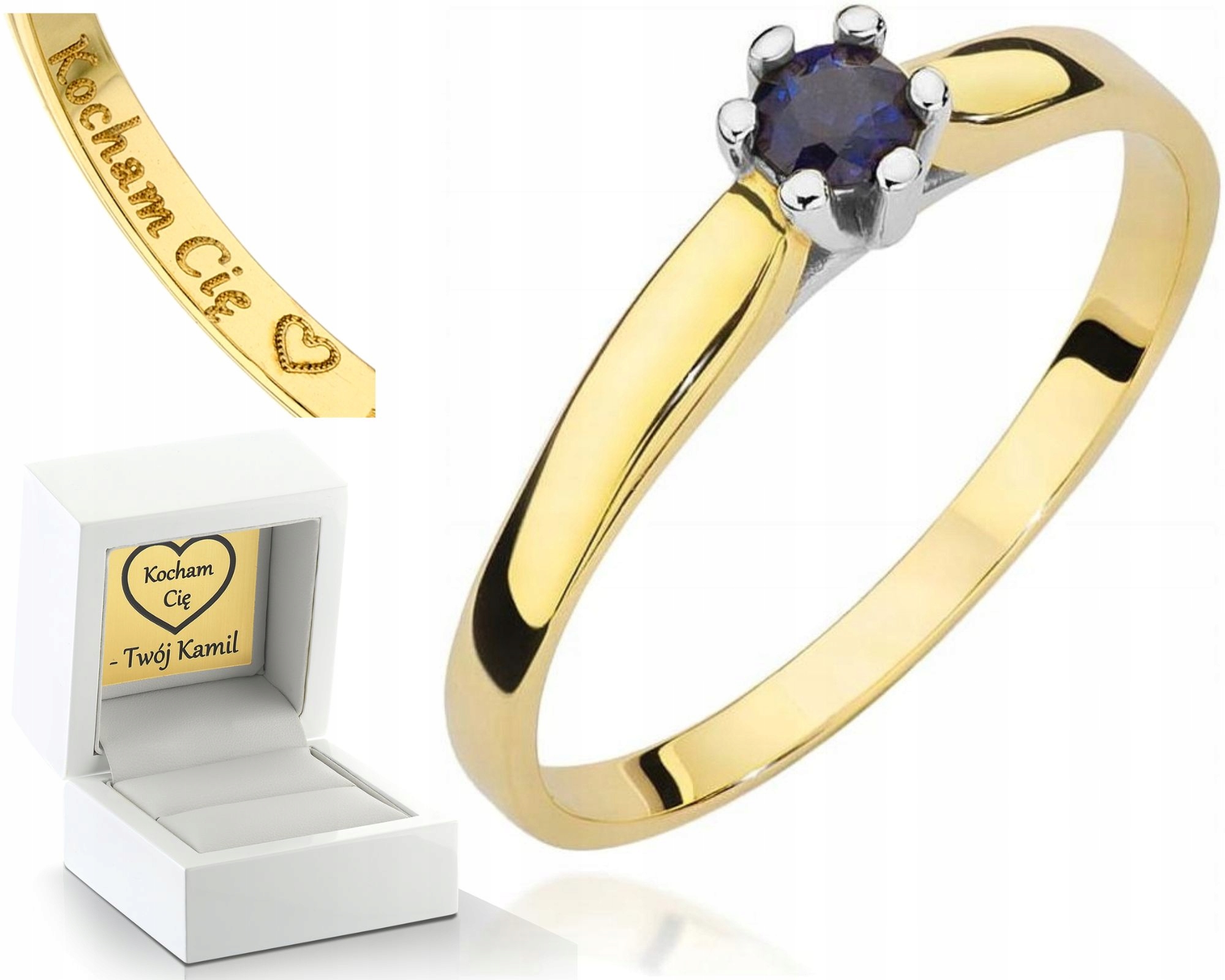Zlatý Prstýnek Se Safírem 585 Gravírování Bonus
