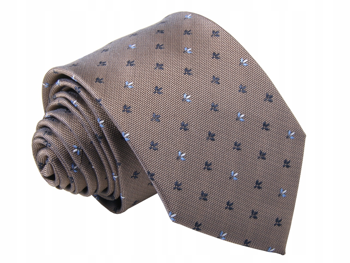 KRAWAT ŻAKARD BEŻOWY WE WZOREK [2389]