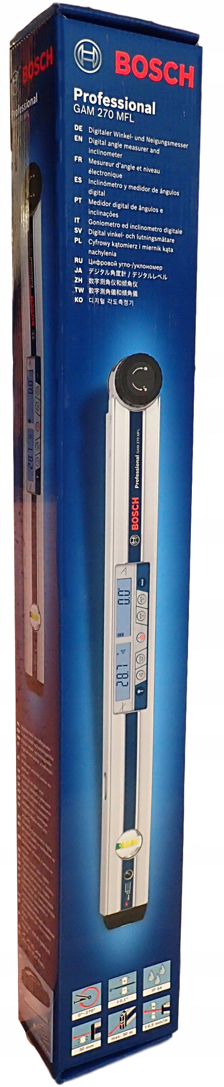 Digitálna laserová vodováha Digitálny uhlomer Bosch Gam 270 Mfl