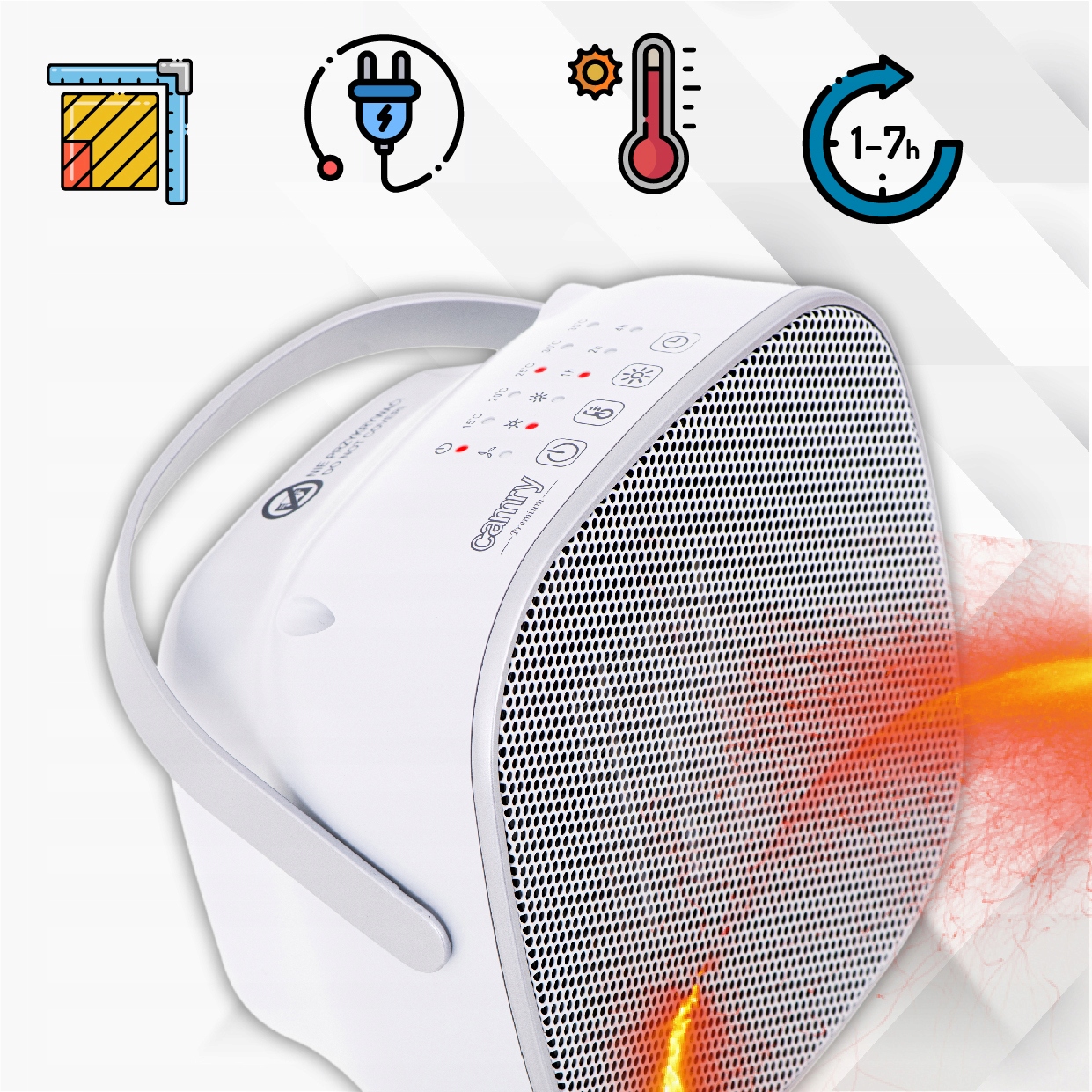 Termowentylator ceramiczny CR 7732 LED, 1500W, timer, 2 poziomy mocy
